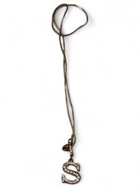 Crystal Initial 'S' Pendant Necklace - Gold Tone